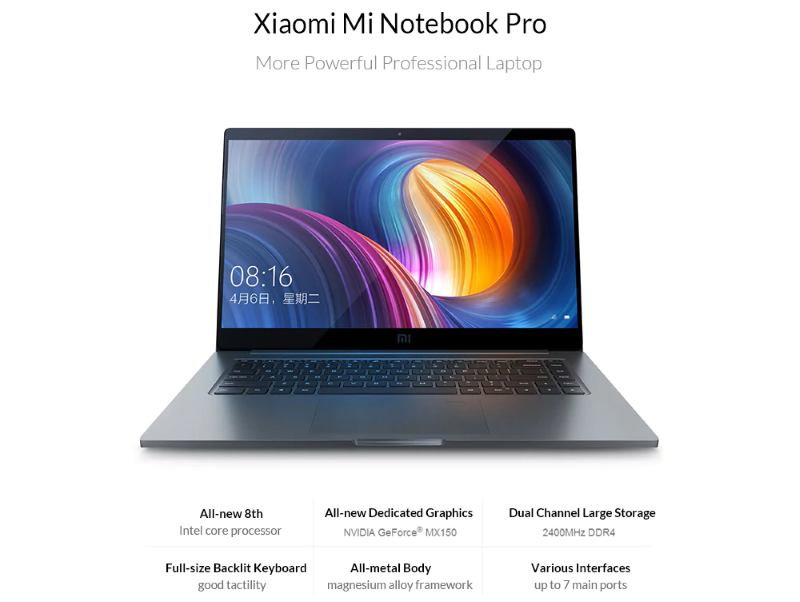 [Kod kupona] Xiaomi Mi Notebook Pro - s USB priključkom tipa C