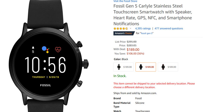 Fossil-Gen-5-Carlyle-HR-Nehrđajući čelik