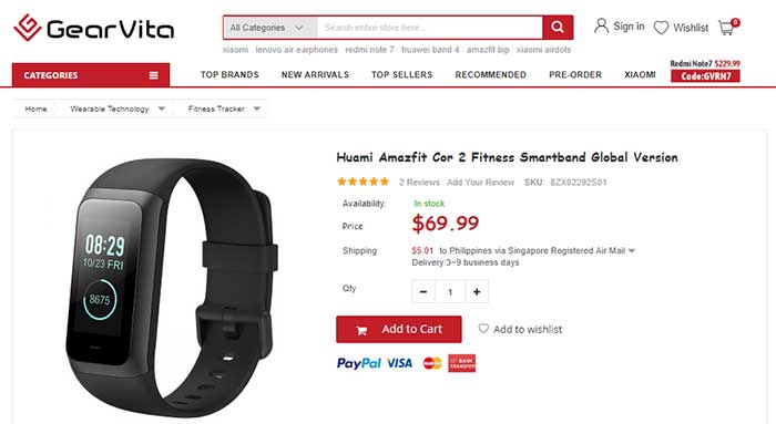 Huami Amazfit Cor2 Fitness Smartband Globalna verzija -Kupon