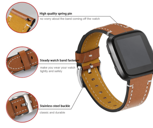 Najbolji Fitbit Versa kožni remen - vodootporna traka od prave kože