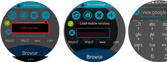 Aplikacija WebBrowser za pametne satove Samsung