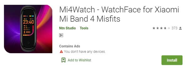 Mi4Watch - WatchFace za Xiaomi Mi Band 4 MisFits tvrtke Ntn Studio
